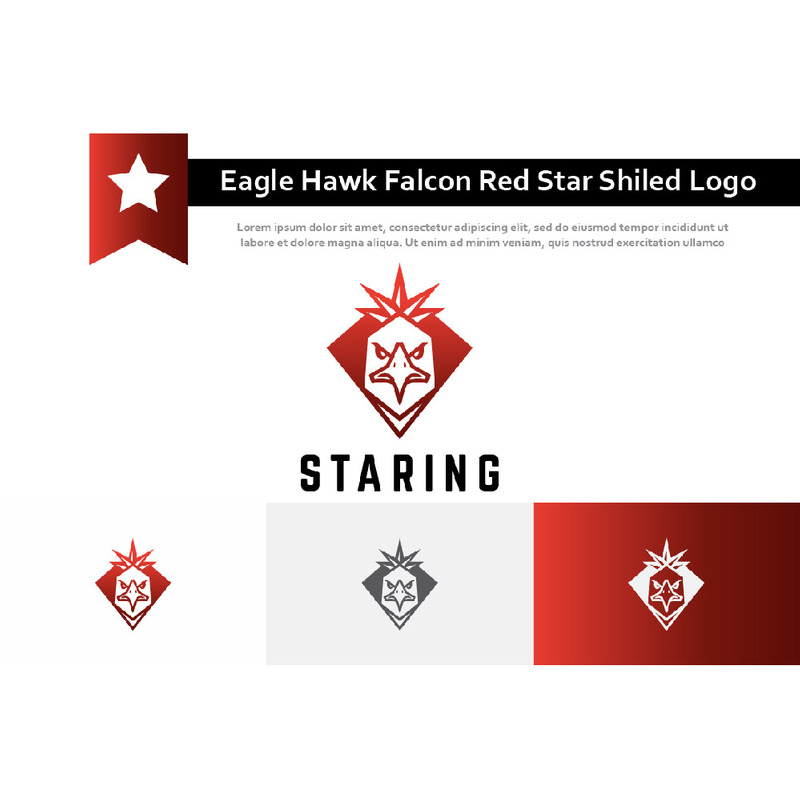 Eagle Hawk Falcon Red Star Crown Shiled Logotyp - Features Image 1