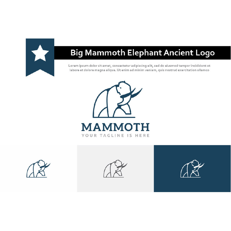 Logo della linea animale antica dell'era glaciale del grande elefante mammut - Caratteristiche Immagine 1
