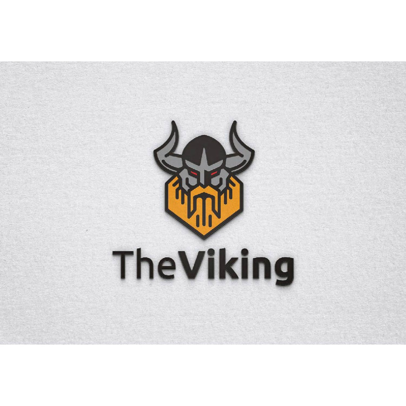 Modello di logo mascotte del pirata vichingo con testa di uomo cornuto - Caratteristiche Immagine 1