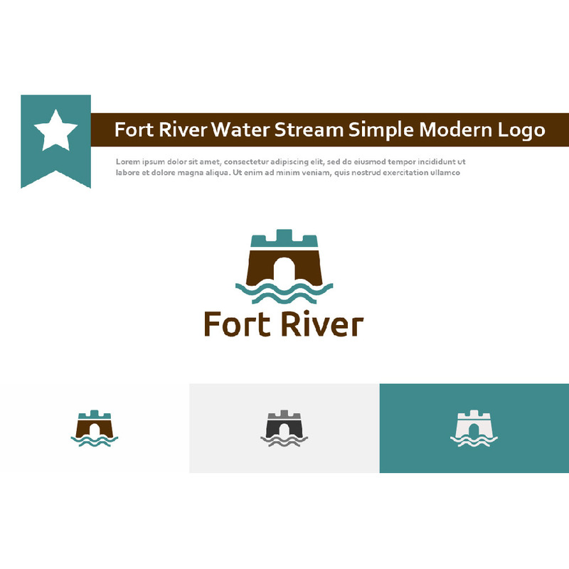 Logo moderno semplice del flusso d'acqua del fiume Fort - Caratteristiche Immagine 1