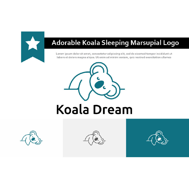 Adorable Koala Dormir Rêver Logo Ligne Animal Marsupial - Caractéristiques de l’image 1