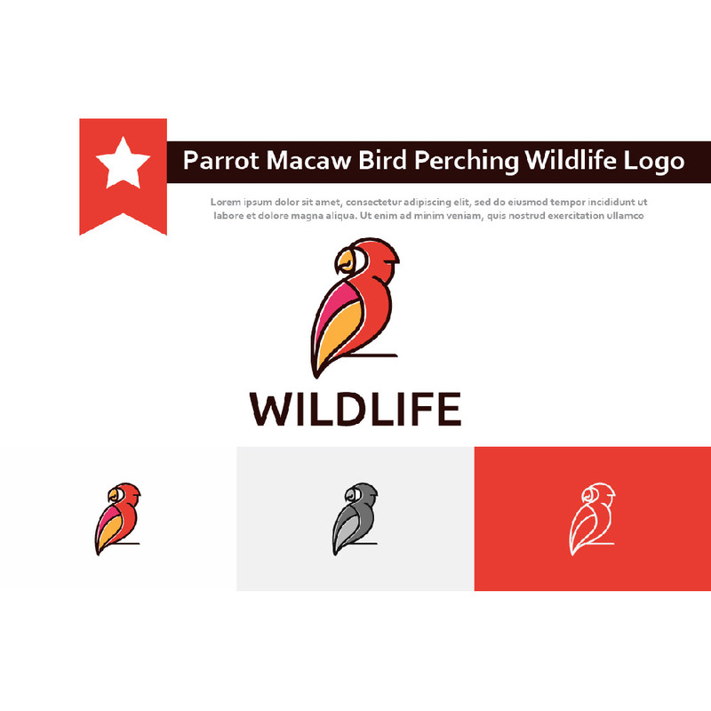 Vackra exotiska papegoja ara fågel Perching Wildlife Logo - Features Image 1