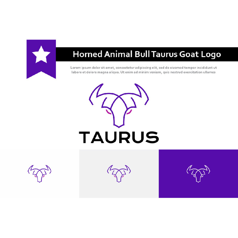 Rohaté zvíře Býk Taurus Koza Monoline Logo - Features Image 1