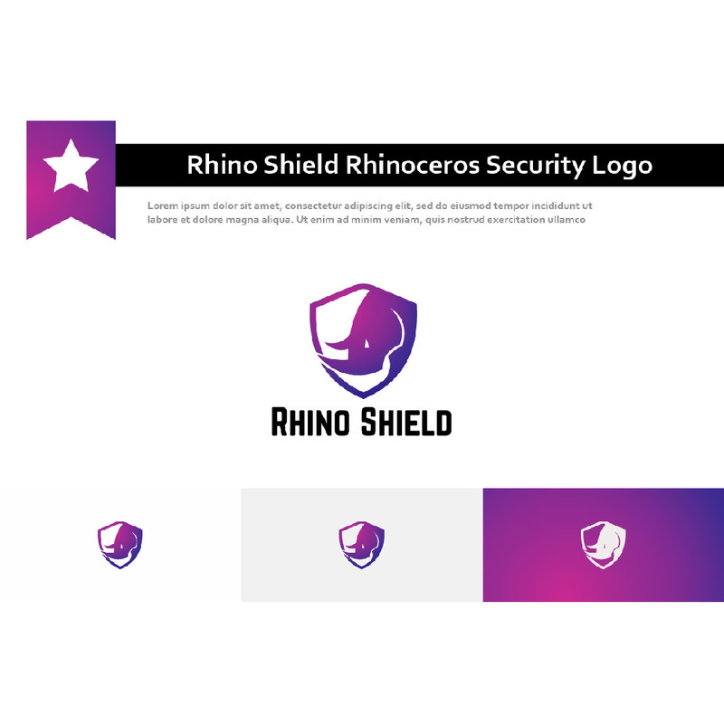Rhino Shield Rhinoceros Wild Animal Nature Security Logo - Features Image 1