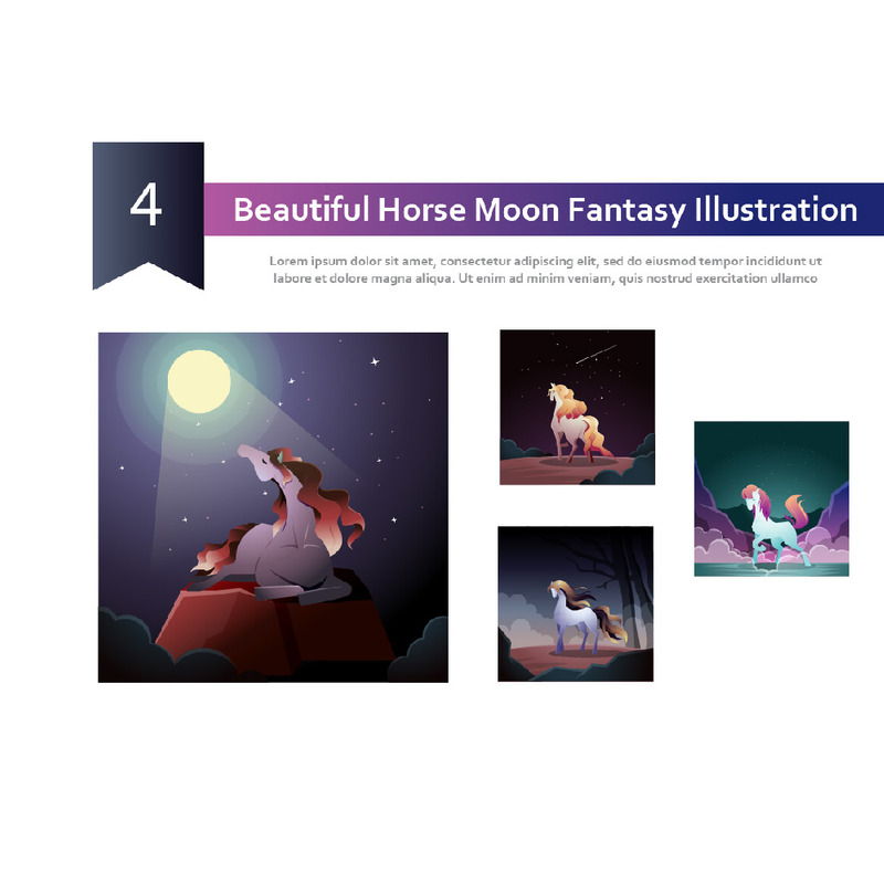 4 Bella illustrazione di fantasia della luna del cavallo - Caratteristiche Immagine 1