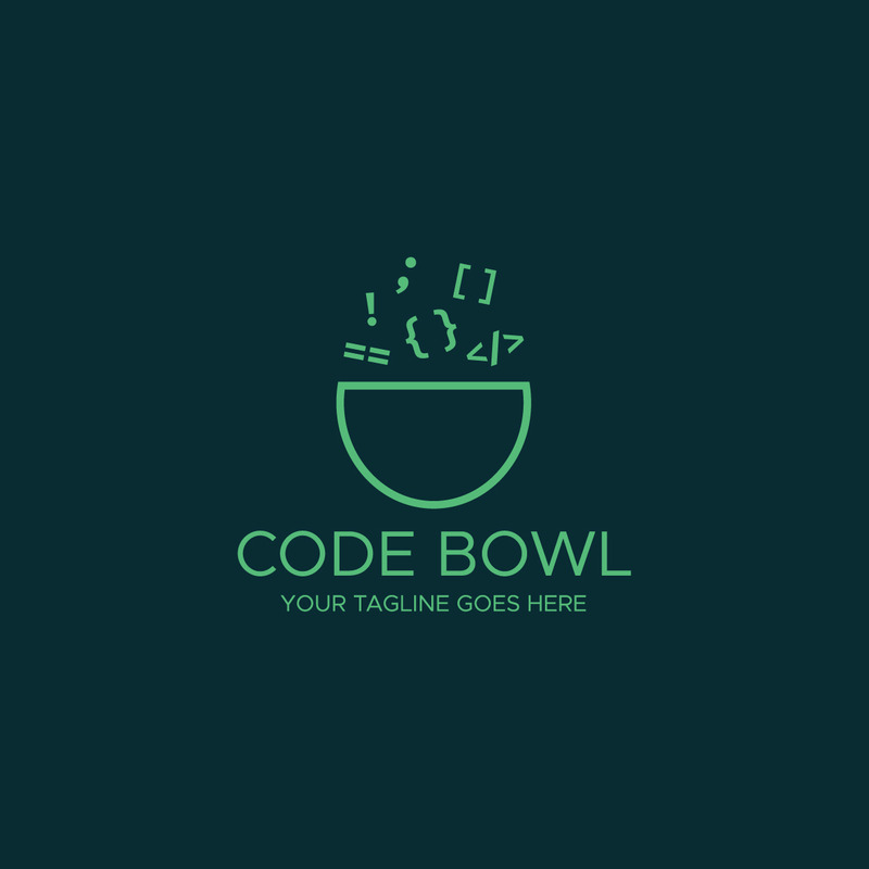 Modello di logo minimalista della ciotola del codice - Caratteristiche Immagine 1