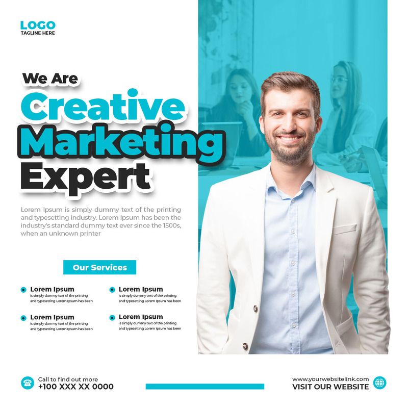 Creative Marketing Blue And White Social Media Post - Features Image 1