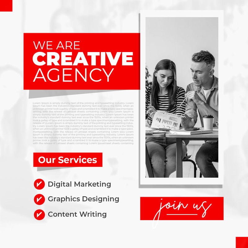 Minimal Creative Agency Red And White Social Media Post - Features Image 1