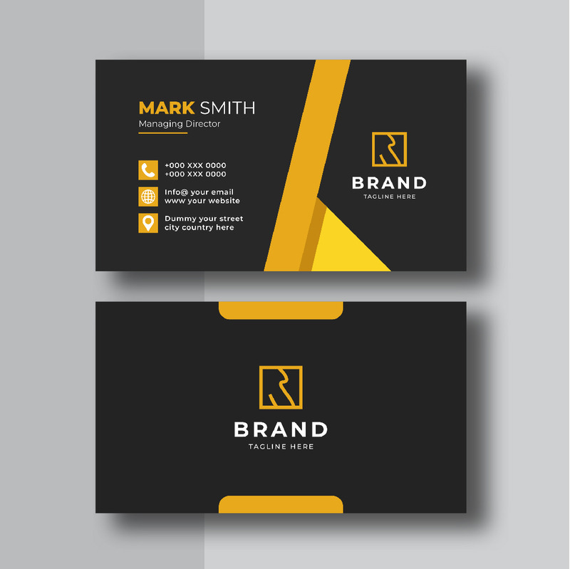 Elegant And Creative Yellow Black Business Card - Features Image 2