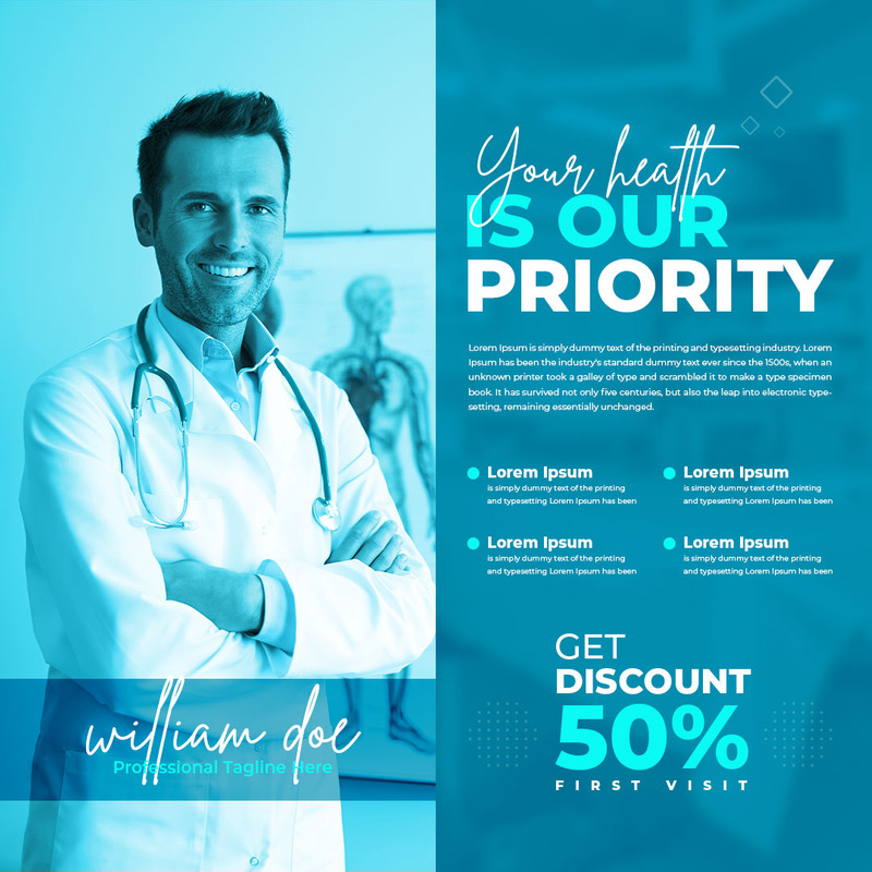 Medical Health Clinic Social Media Post Banner - Features Image 1