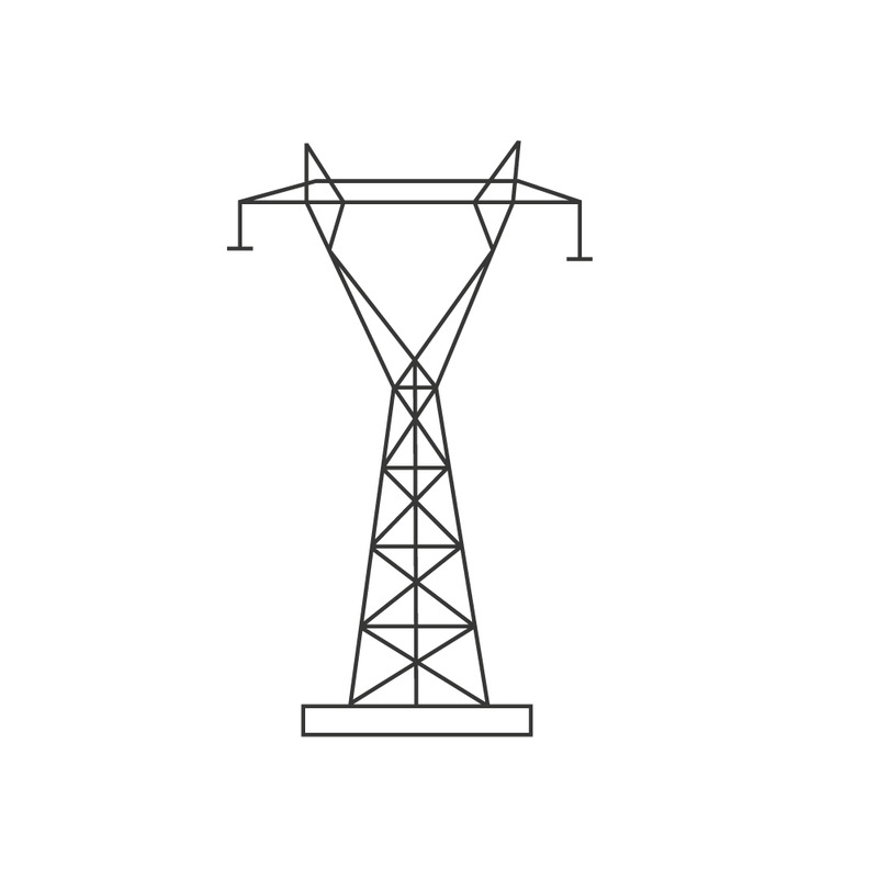 Enerji Altyapısı için Elektrik Enerjisi İletim Pilonu Vektör Simgesi - Features Image 1