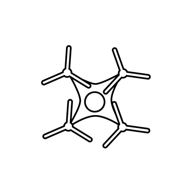 Drone quadricoptère moderne en vol sur un fond blanc pur de studio - Caractéristiques de l’image 1