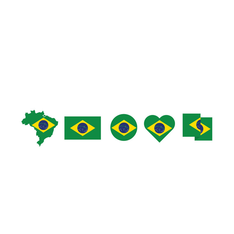 Brazil Flag Vector Set: Round, Heart, Map & Waving Styles - Features Image 1