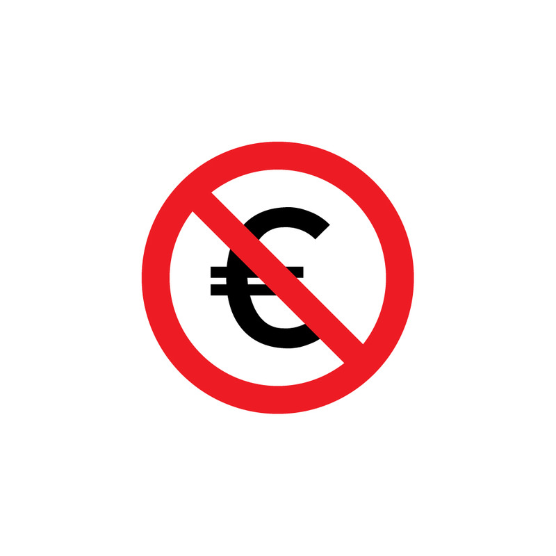 Icona di divieto della valuta Euro – Segnale di stop al denaro con cerchio proibito, illustrazione vettoriale - Caratteristiche Immagine 1