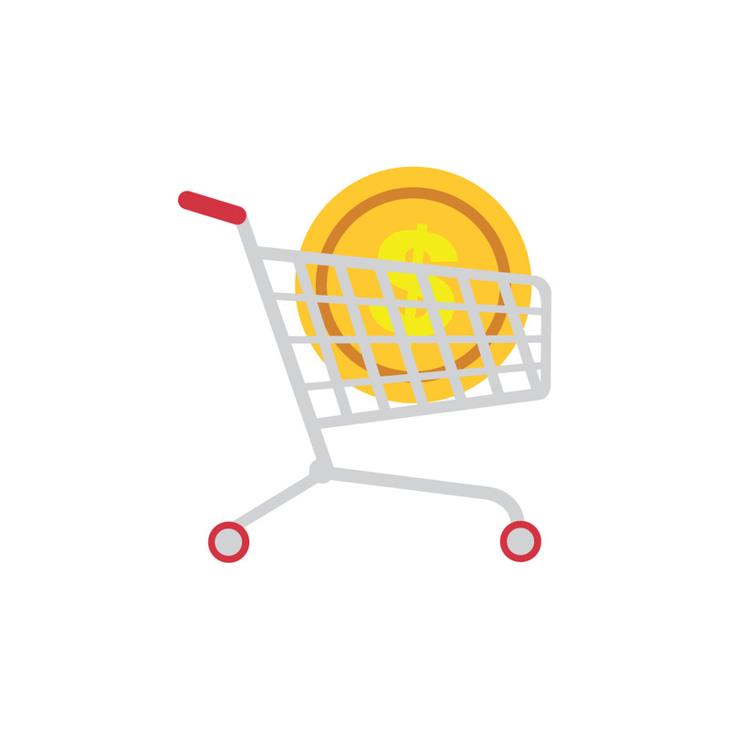 Ilustración de carrito de supermercado premium con moneda dorada - Características Imagen 1