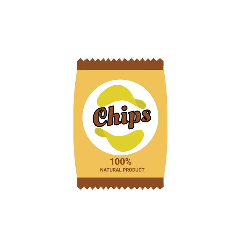Illustration einer Tüte Chips mit einem Etikett für Naturprodukte - Eigenschaften Bild 1