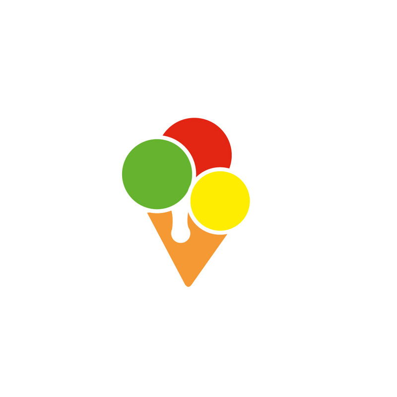Modello di logo del gelato. Dessert dolce in cono di cialda - Caratteristiche Immagine 1