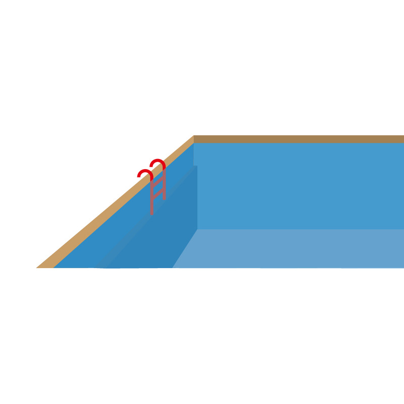 Modern Geometric Swimming Pool Design with Blue Water and Brown Deck Illustration - Features Image 1