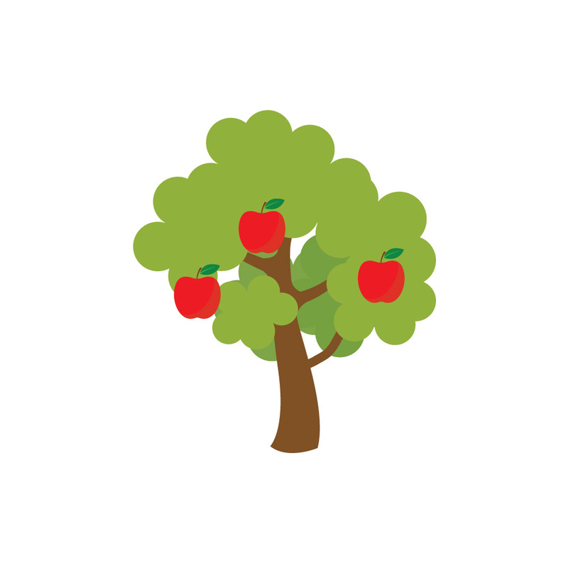 Summer Red Apple Tree Vector Illustration - Features Image 1