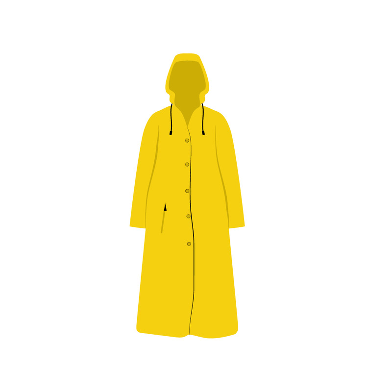 Stylish Yellow Raincoat Illustration for Rainy Weather Protection - Features Image 1