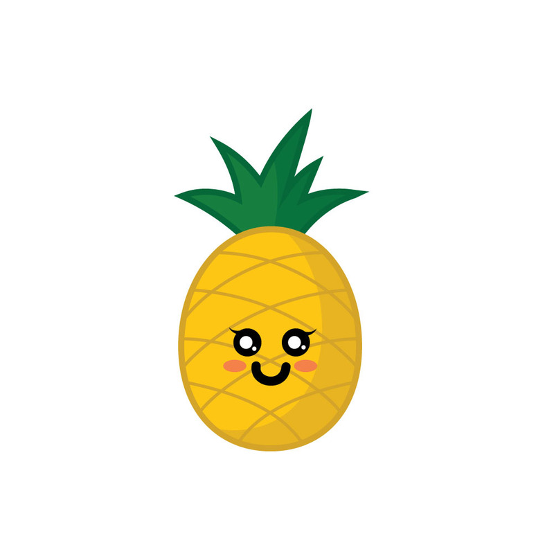 Kawaii Cute Pineapple Character Sticker Vector Illustration - Features Image 1