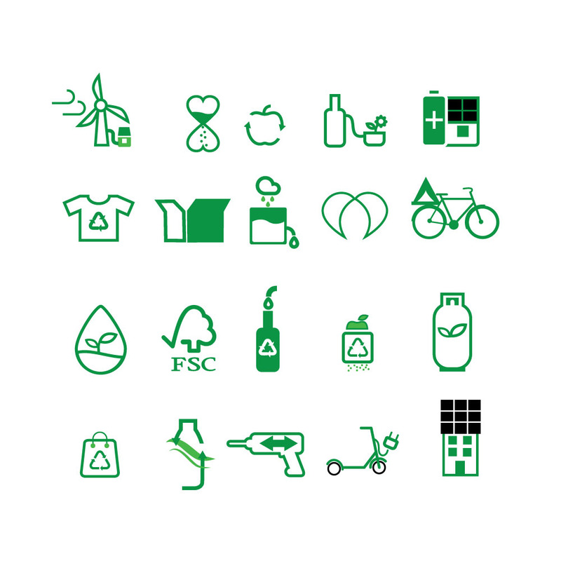 Еко-життя мінімальна лінія іконок сталого векторного пакету - Features Image 1