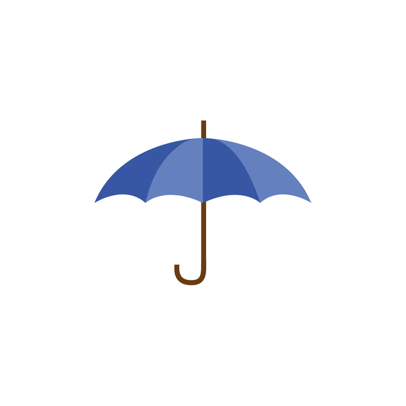 Płaska ikona parasola wektorowego z drewnianym uchwytem do ochrony przed jesiennym deszczem - Obraz funkcji 1