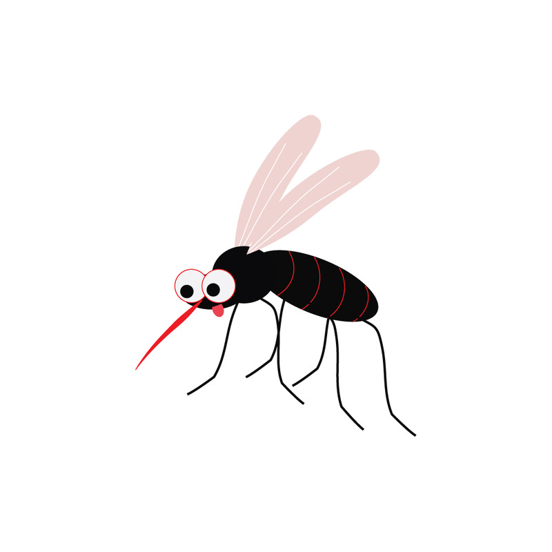 Niedliches Mücken-Cartoon-Hintergrundbild mit Bissspuren und Platz für Text – Sommerliche Insektenillustration - Eigenschaften Bild 1