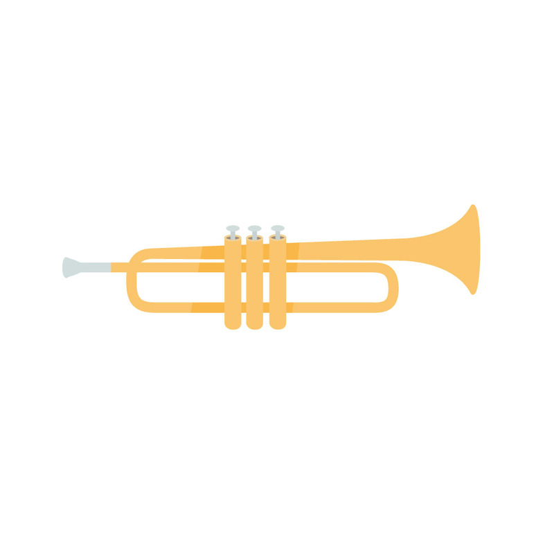 Golden Trumpet Musical Instrument Vector Icon - Features Image 1