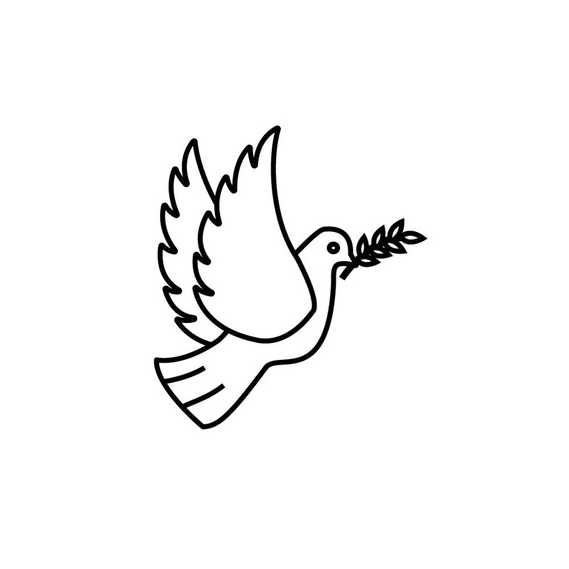 Colombe à traits fins avec feuilles, symbole de paix, icône vectorielle - Caractéristiques de l’image 1