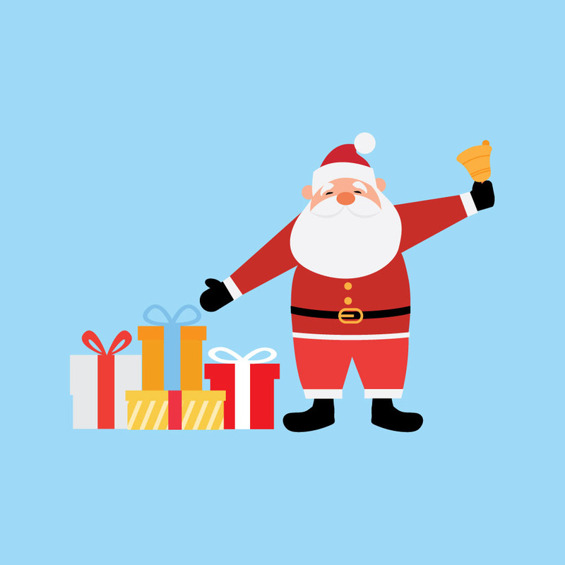 Colección de alegre Papá Noel con campana y regalos navideños - Características Imagen 1