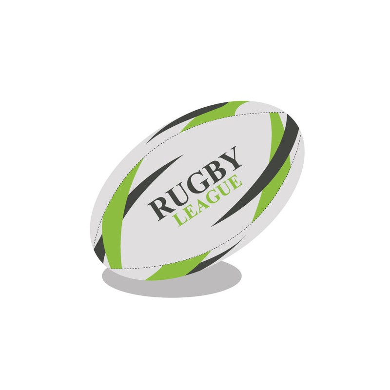 Professional Rugby Ball Vector Illustration - Green, White, and Grey with Shadow - Features Image 1