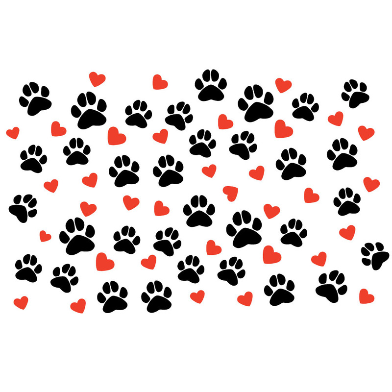Motif sans couture de patte de chien et de cœur pour un foulard de Saint-Valentin - Caractéristiques de l’image 1