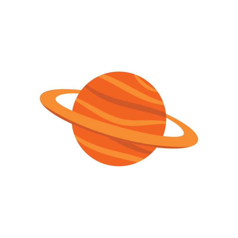 Saturn Planet with Ring and Stars Icon Graphic - Features Image 1