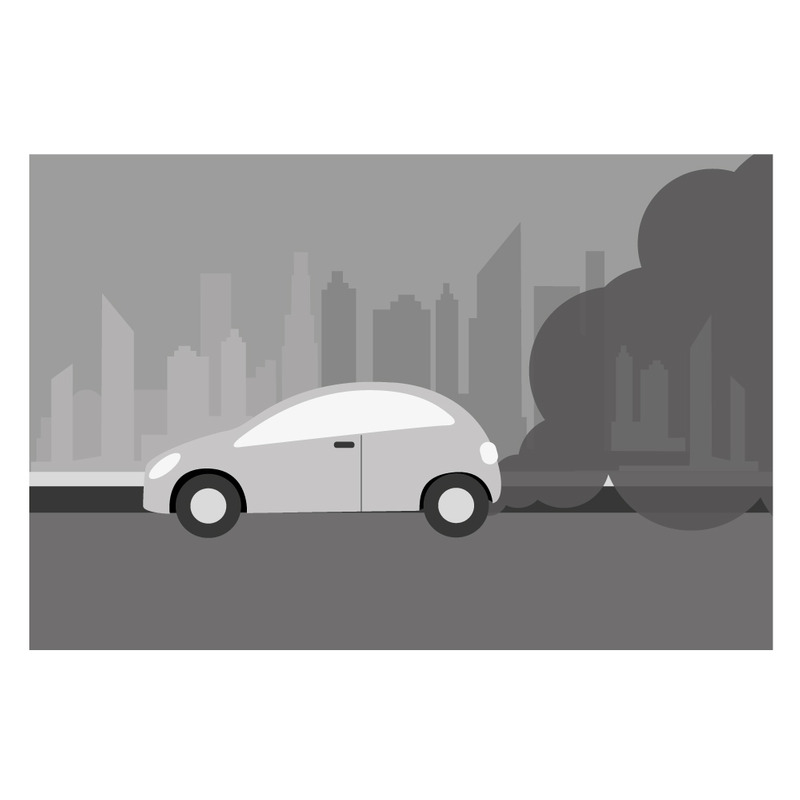 Ilustración vectorial de paisaje urbano contaminado por gases de escape de automóviles - Características Imagen 1