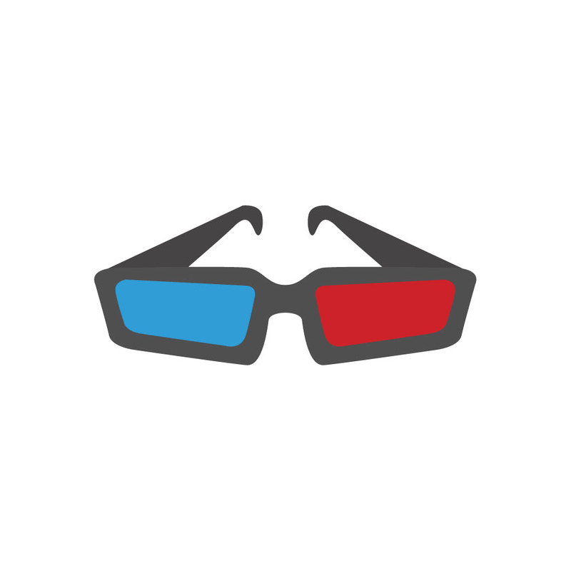 3D Cinema Glasses Vector Icon, Red & Blue Anaglyph Style - Features Image 1