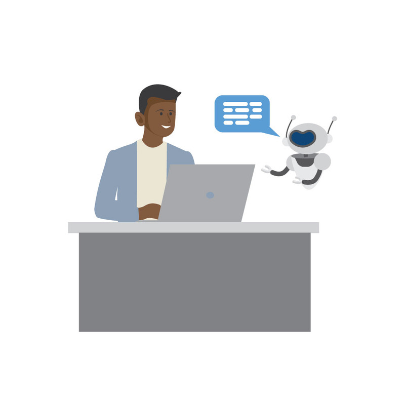 Illustration conceptuelle d'une conversation de support client avec un chatbot IA - Caractéristiques de l’image 1