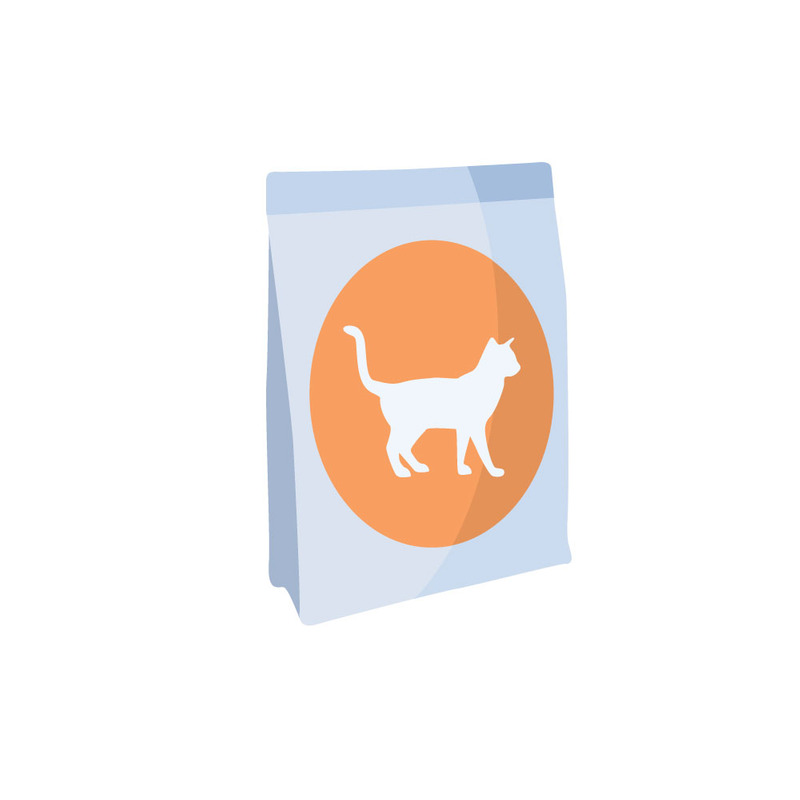 Whimsical Cat Food Bag Icon: Playful Pet Supply Design - Features Image 1