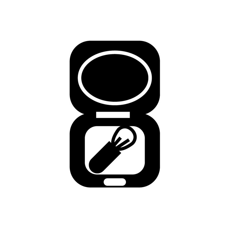 Compacte blush met spiegel en kwastje in een beautycase (Vector) - Features Image 1