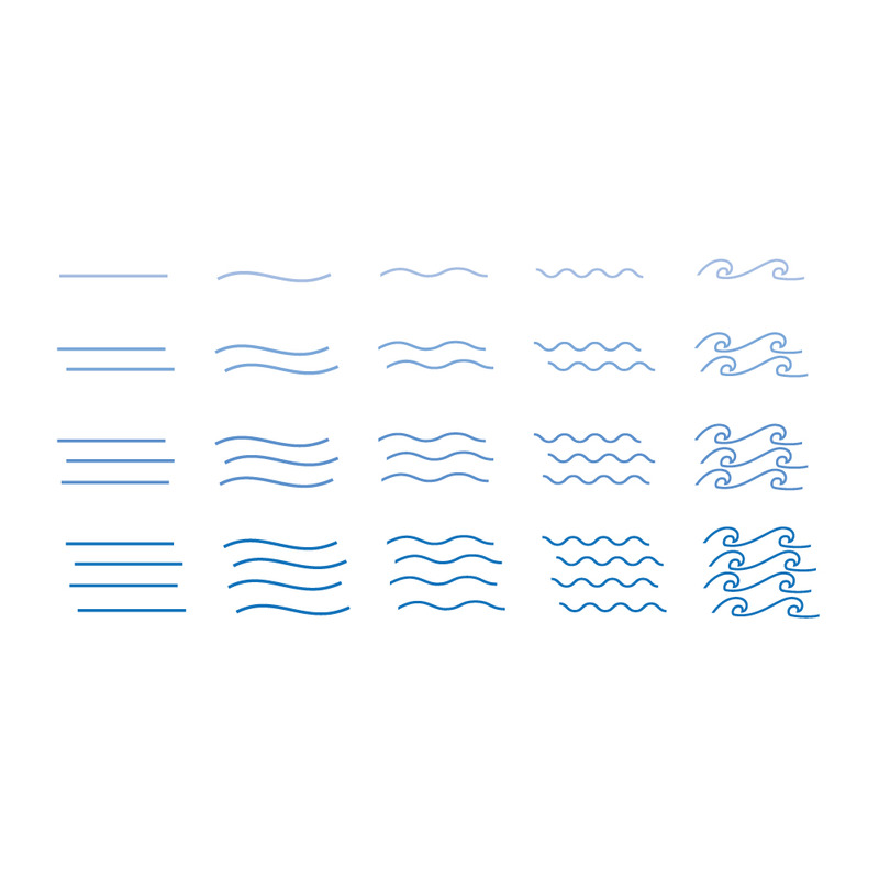 Set di linee ondulate blu – Illustrazione vettoriale di linee orizzontali a zigzag e ondulate. - Caratteristiche Immagine 1