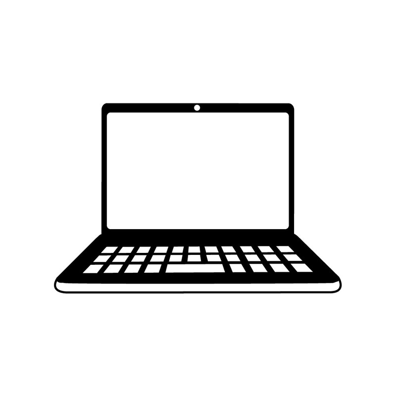 Laptop silhuett ikon på rutig bakgrundsdesign - Features Image 1