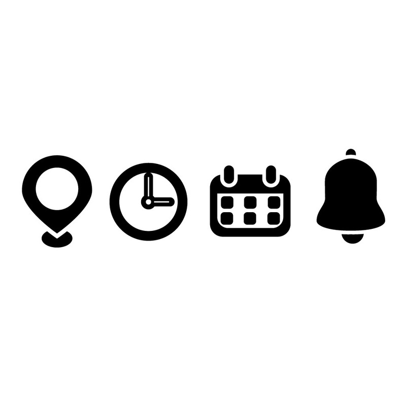 Набор иконок местоположения, времени, календаря и уведомлений - Features Image 1