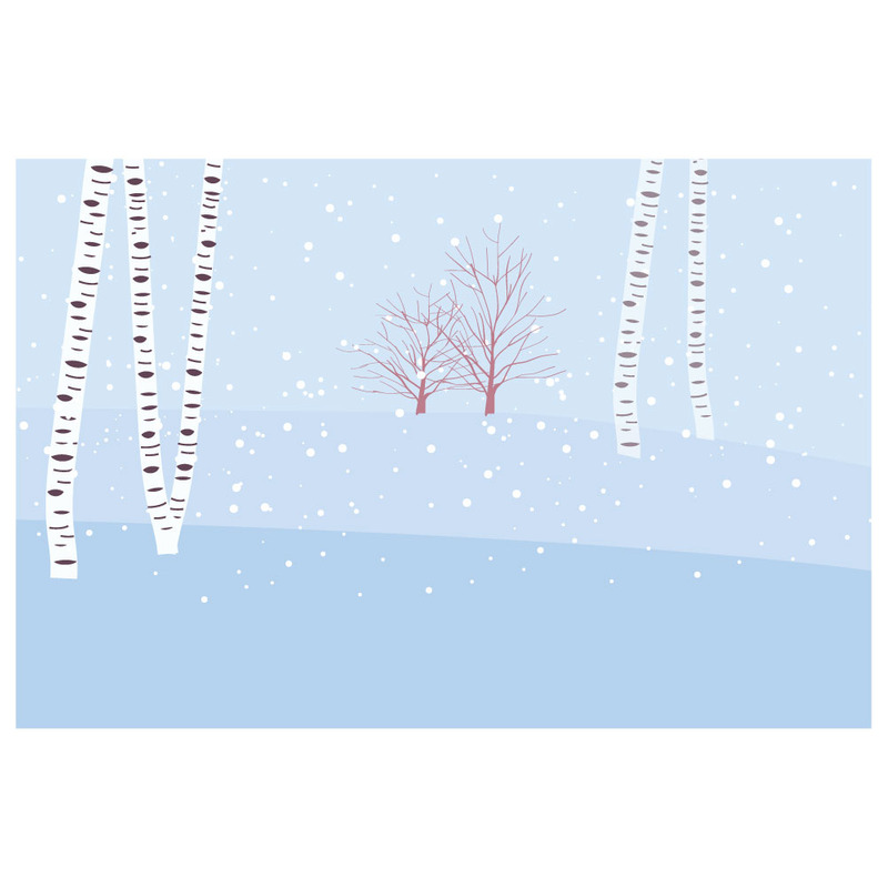 Paysage enneigé de forêt de bouleaux d'hiver, dessiné à la main et enchanteur - Caractéristiques de l’image 1