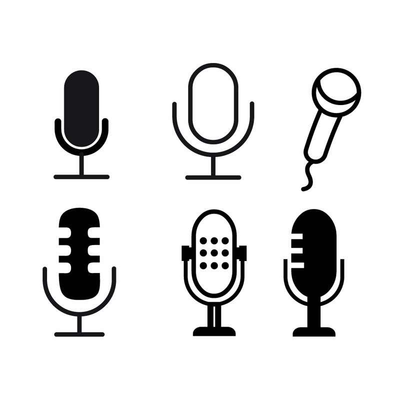 Diverse Microphone Icons Set Vector Pack - Features Image 1