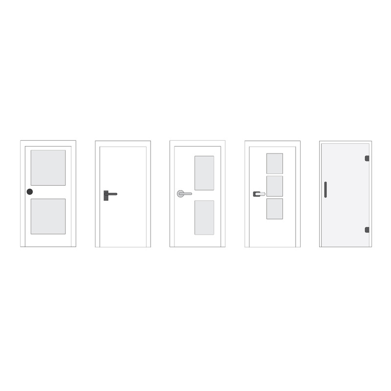Linear Door Type Icons Set: Home, Interior, Elevator, Safe - Features Image 1