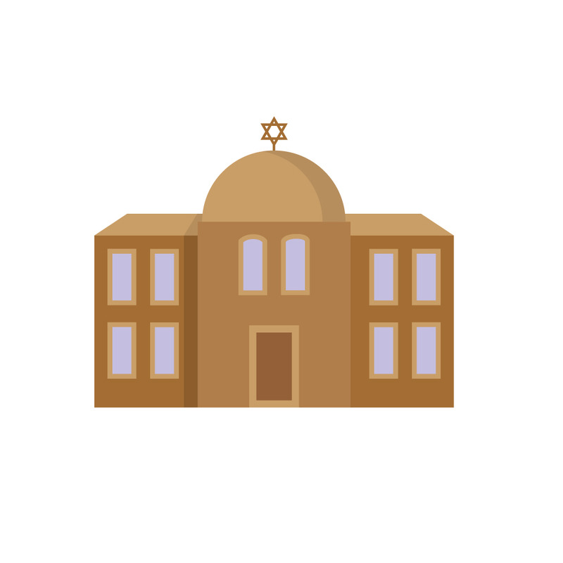 Detailed Vector Illustration of Traditional Jewish Synagogue Architecture - Features Image 1