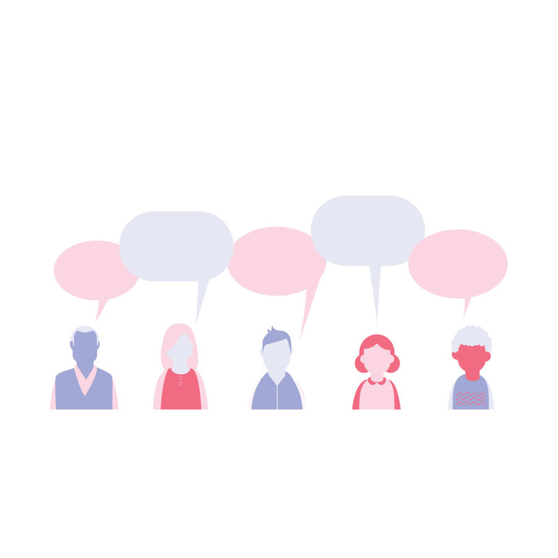 Emberek beszélgetnek beszédbuborékokkal vektoros illusztráció - Features Image 1