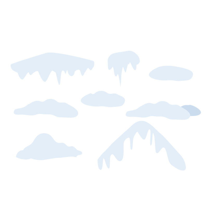 Ensemble d'éléments de neige hivernale isolés : calottes, stalactites et congères - Caractéristiques de l’image 1