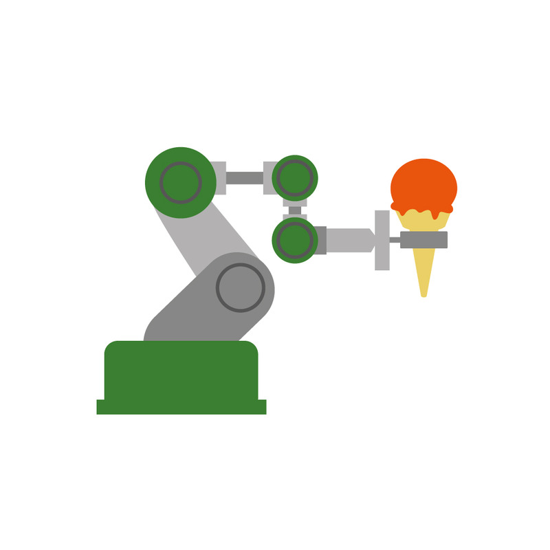 Futuristic Robot Serving Ice Cream Cone Digital Illustration - Features Image 1
