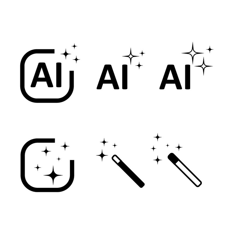 AI Sparkle Stars vierkante iconenset voor machine learning - Features Image 1